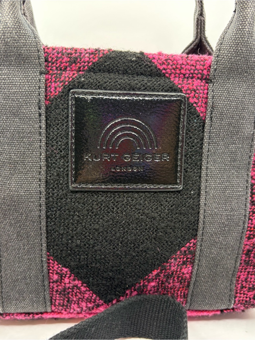 Kurt Geiger Pink & Black Tweed Crossbody Satchel - Picture 2 of 6
